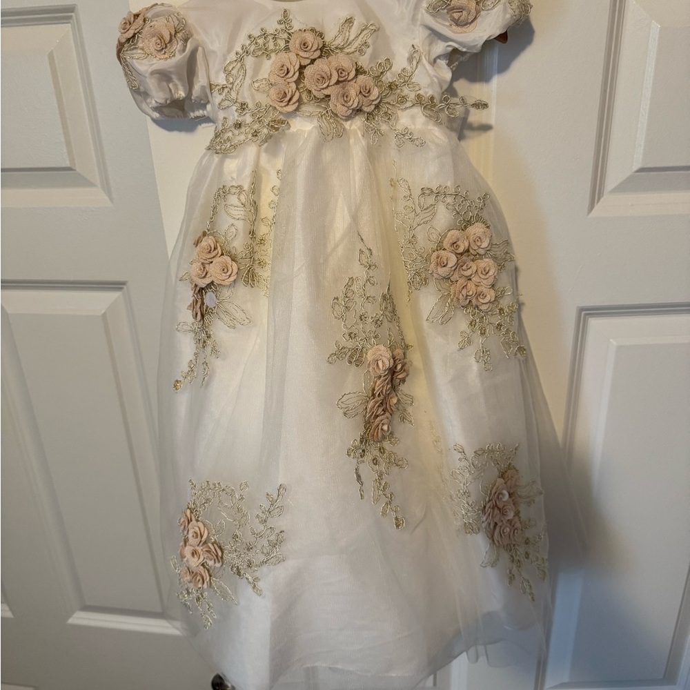 Elegant White Dress with Floral Embellishments